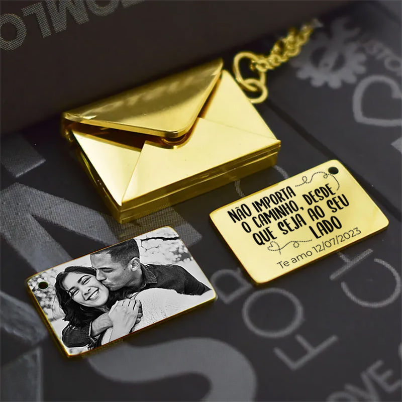 Colar Carta Mensageira + Foto Personalizada